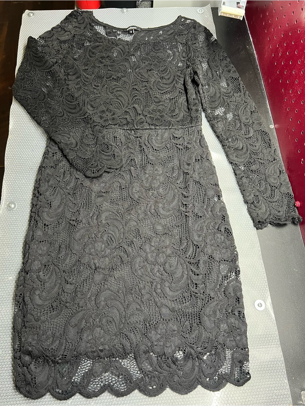 Ambiance Black Long-Sleeve Lace Dress